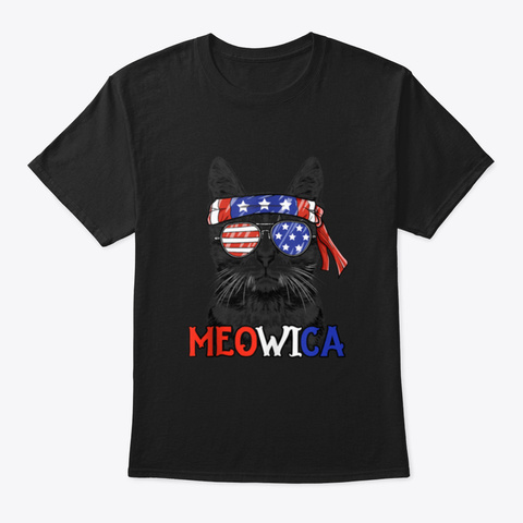 Meowica 4 Th Of July Xzrfp Black T-Shirt Front
