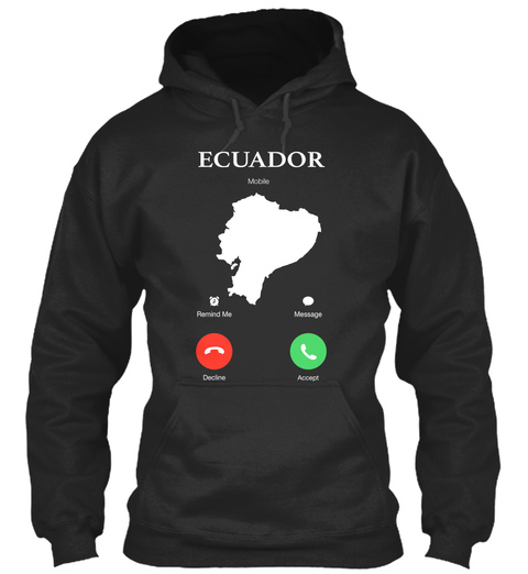 Ecuador Mobile Remind Me Message Decline Accept Jet Black T-Shirt Front