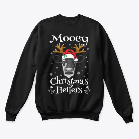 Cow Mooey Christmas Heifers Black T-Shirt Front