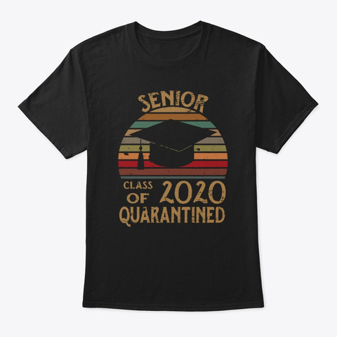 Vintage Seniors Class Of 2020 Quarantine Black T-Shirt Front
