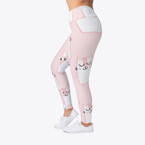 Pink Cat Pattern Leggings Standard T-Shirt Left