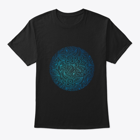 Moon Mandala 'circle' Black T-Shirt Front