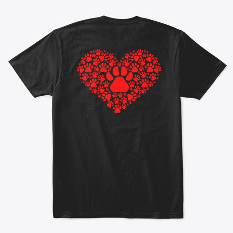 We Love Pets Fund Heart Black T-Shirt Back