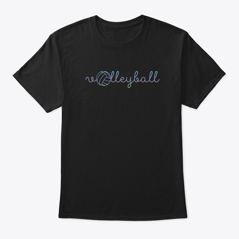 Volleyball Cursive Black T-Shirt Front
