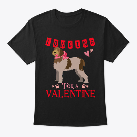 Wirehaired Pointing Griffon Dog Valentin Black T-Shirt Front