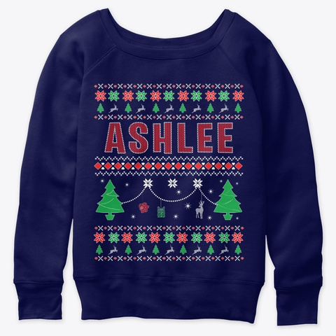 Xmas Themed Personalized For Ashlee Navy  Maglietta Front