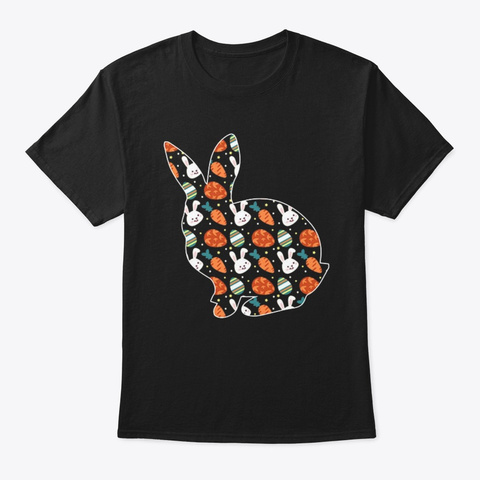 Cute Rabbit And Carrot Shirts Black T-Shirt Front