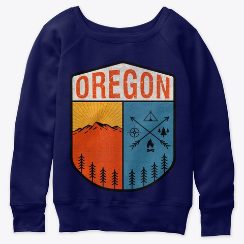 Vintage Oregon Portland Crater Lake Navy  T-Shirt Front