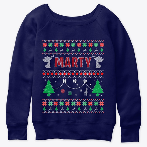Ugly Christmas Themed Gift For Marty Navy  T-Shirt Front