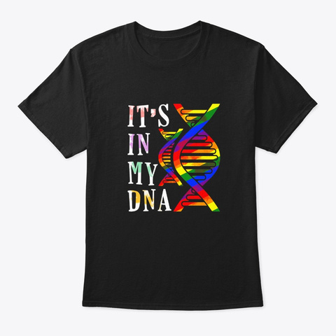 Lgbt Gay Pride T Shirt Rainbow Dna Black T-Shirt Front
