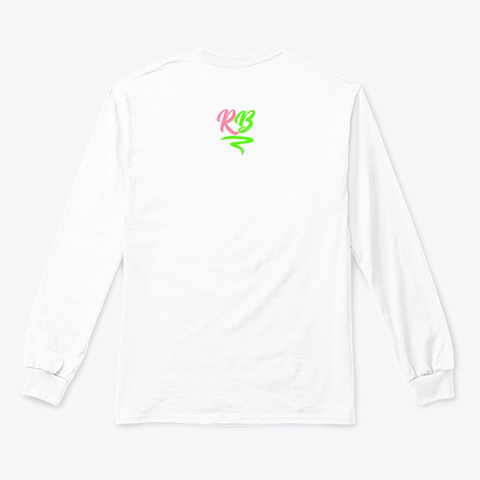 Pink & Bright Green Long Sleeve T Shirt White T-Shirt Back