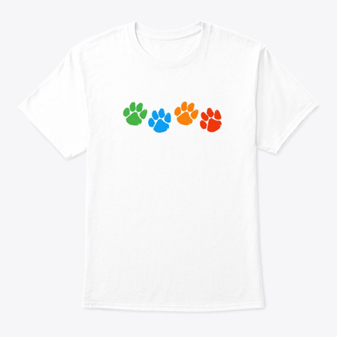 Lets Save The Tigers  Color Tiger Paws White T-Shirt Front