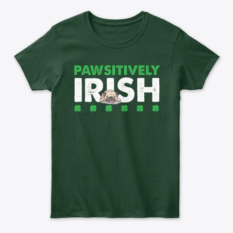 Pawsitively Irish Green Clover Pug Tee Unisex Tshirt