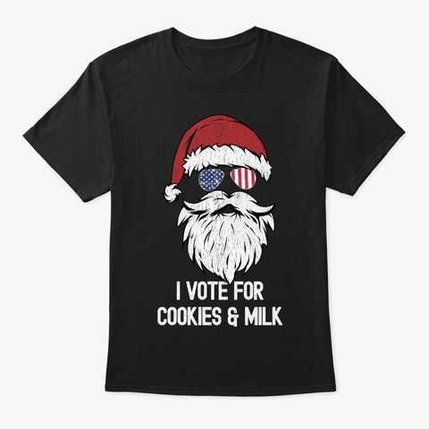 Christmas Election Santa I'm Voting For Black T-Shirt Front