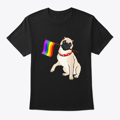 Gay Pride Flag Pug T Shirt Lgbt Pride Black T-Shirt Front