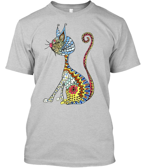 Cat Art 01 Light Steel T-Shirt Front