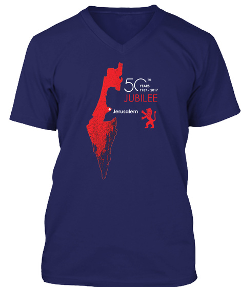 50th Years 1967   2017 Jubilee Jerusalem Navy T-Shirt Front