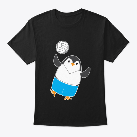 Volleyball Boy Girl Penguin Black Maglietta Front