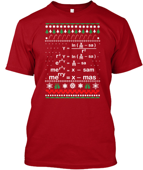 Math Christmas Deep Red T-Shirt Front