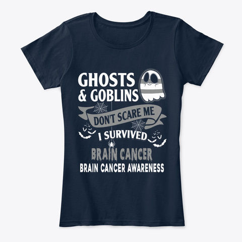 Halloween Brain Cancer Awareness New Navy T-Shirt Front
