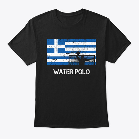 Greece Flag Water Polo Black T-Shirt Front