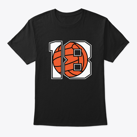 Volleyball 18 Number Black T-Shirt Front