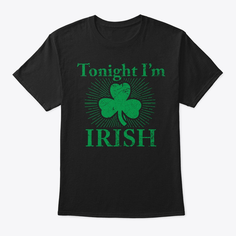 St. Patrick's Day Lucky Clover Irish Black T-Shirt Front