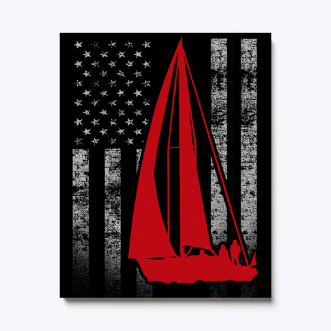 Sailboat American Flag Canvas Art Black Kaos Front