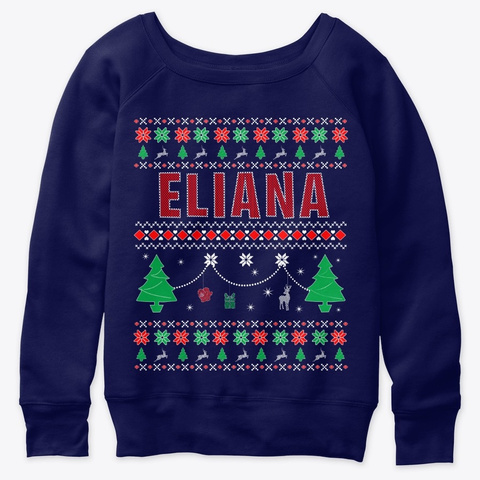 Xmas Themed Personalized For Eliana Navy  T-Shirt Front