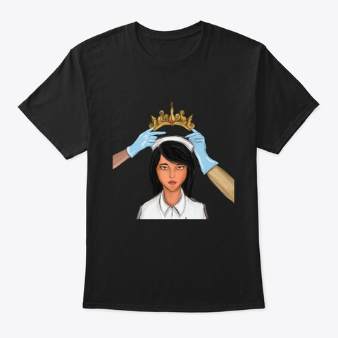 Nurse Nurse Crown Queen Nurse Black T-Shirt Front
