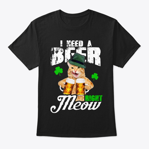 Funny  Cat Lover St Patrick's Day Gifts Black T-Shirt Front