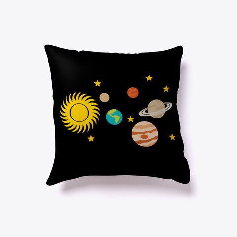 Illustrated Solar System With The Planets And The Sun Black T-Shirt Front