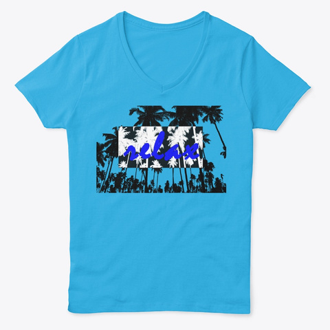 Relax Summer Season   Palm Trees  Aquatic Blue  T-Shirt Front
