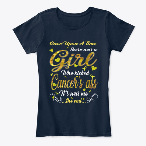 Girl Kicked Childhood Cancer It Was Me New Navy T-Shirt Front