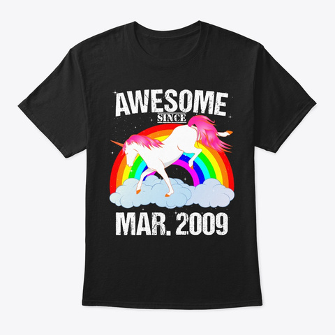 Awesome Since March 2009 Birthday Tees Black T-Shirt Front