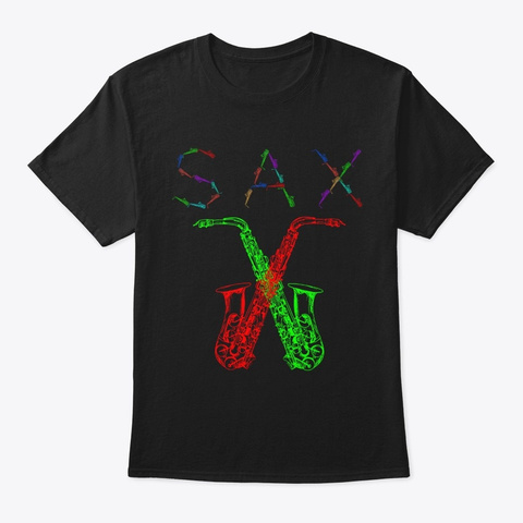 Saxophone Christmas Sax Marching Band Black T-Shirt Front