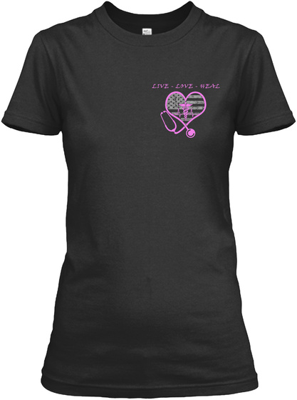 Live Love Heal Black T-Shirt Front