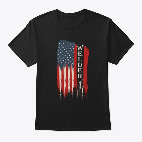 American Flag Welding Shirts Black T-Shirt Front