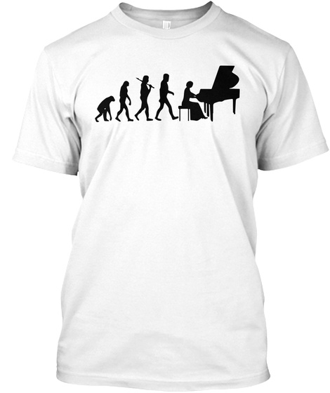 Piano Player Evolution Funny Music T Shirt White T-Shirt Front