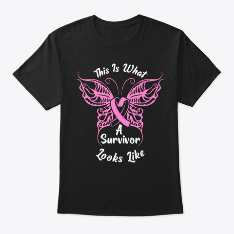 I Am A Survivor Breast Cancer Awareness Black T-Shirt Front