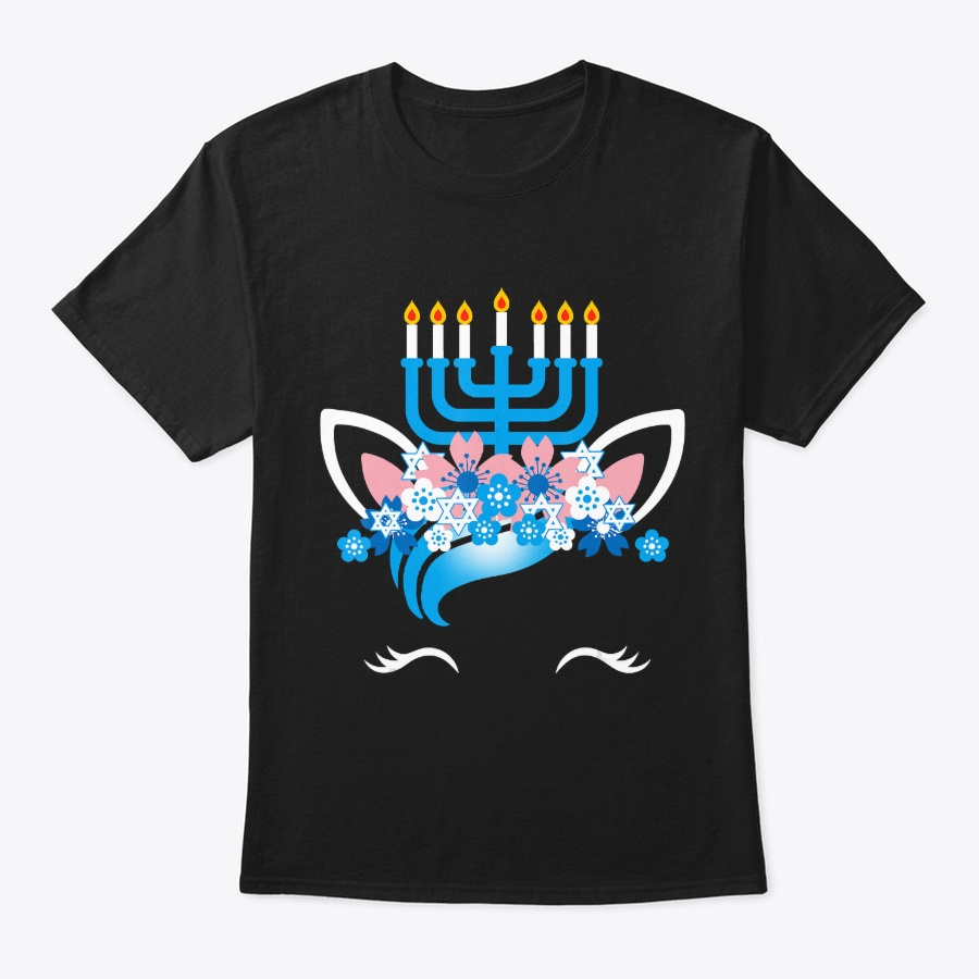 Unicorn Face Hanukkah Funny Gift Girls Unisex Tshirt