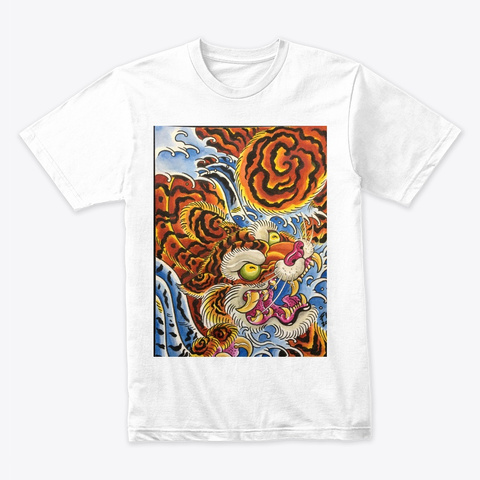 Tiger Design From Fip Hand Drawn Designs White T-Shirt Front