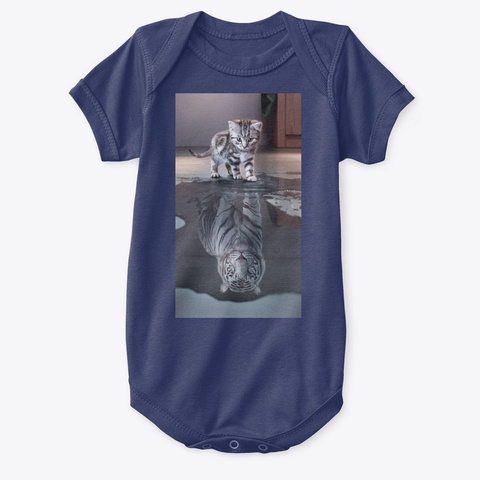 Cat And Tiger 🐯 Navy  T-Shirt Front