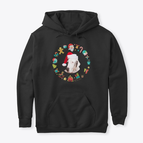 Great Dane Dog Christmas Santa Hat Black T-Shirt Front