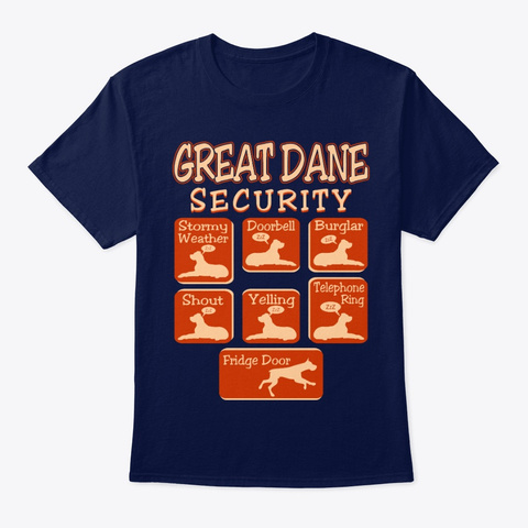 Great Dane Dog Security Funny Navy T-Shirt Front