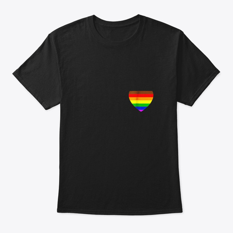 Lgbt Philly Flag Pocket Heart Lgbt Pride Black T-Shirt Front
