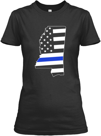 Mississippi Thin Blue Line Womens Tshirts Black T-Shirt Front