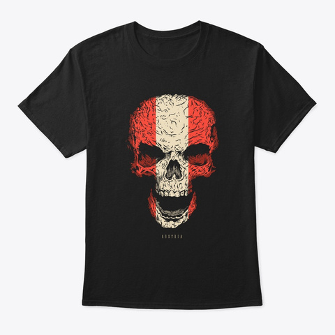 Skull Austria Flag Skeleton Black T-Shirt Front