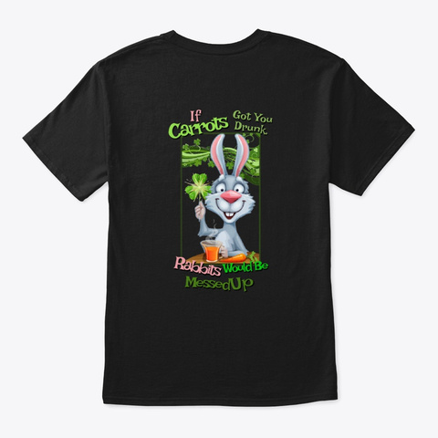St Pat's Messed Up Bunny Black T-Shirt Back