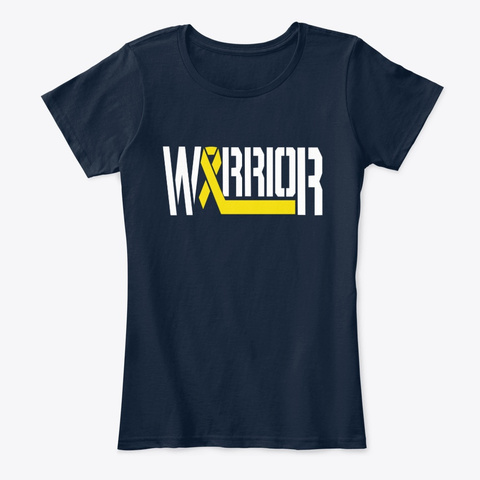 Warrior Childhood Cancer Awareness New Navy T-Shirt Front